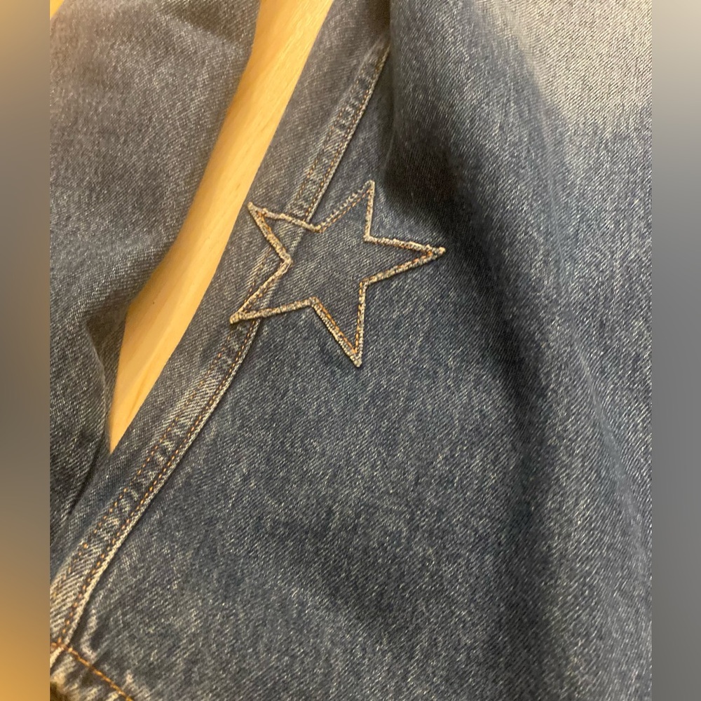 Valentino Made in Italy Star Patch Embroidered Denim Western Snap Shirt Jacket - Picture 6 of 16